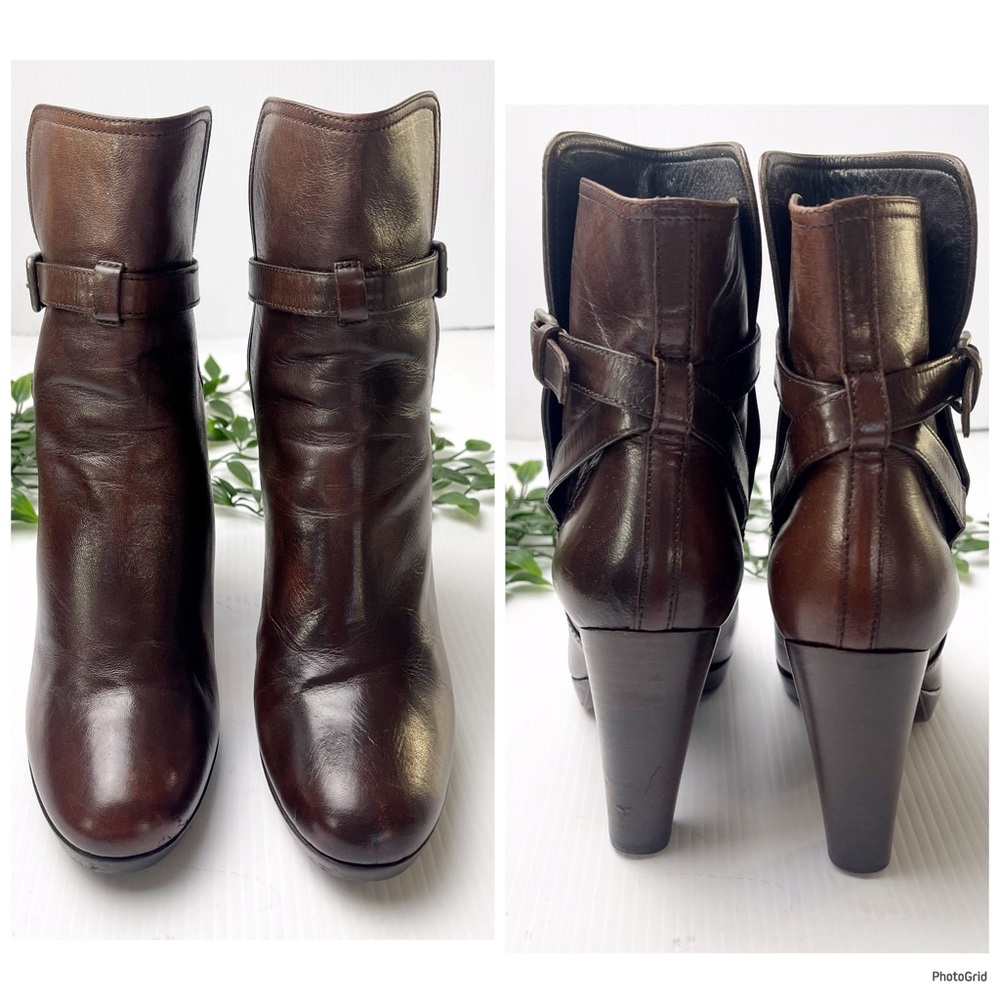 MIU MIU brown leather ankle heeled boots 7.5 - Picture 2 of 9